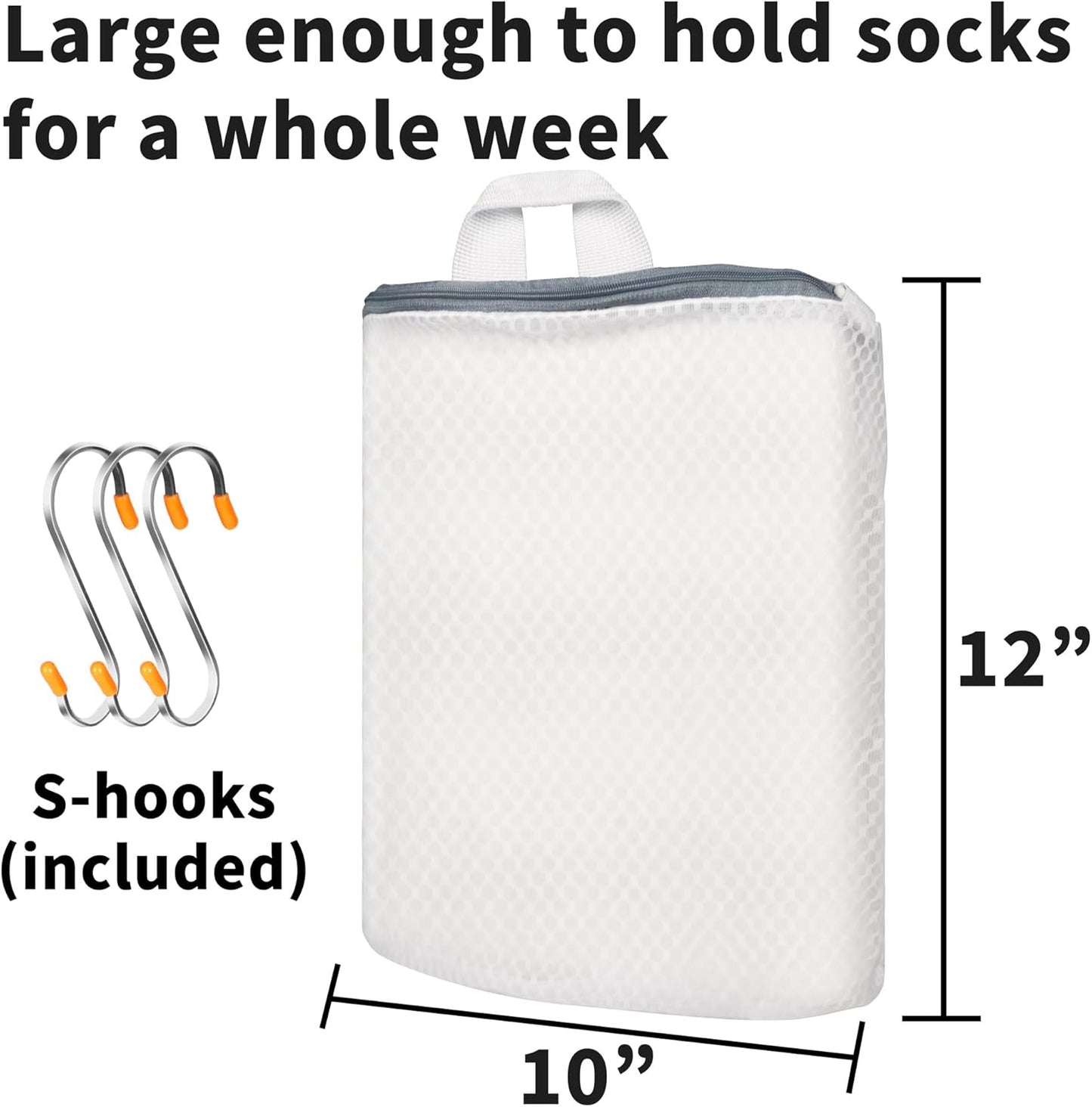 3Pcs Hanging Laundry Bags for Socks