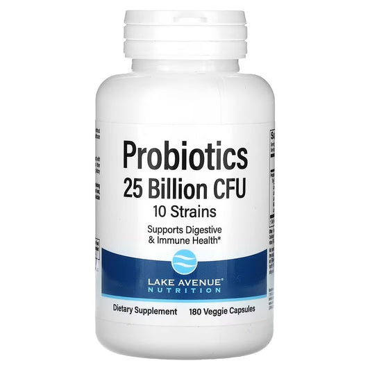 Probiotics, 10 Strain Blend, 25 Billion CFU, 180 Veggie Capsules