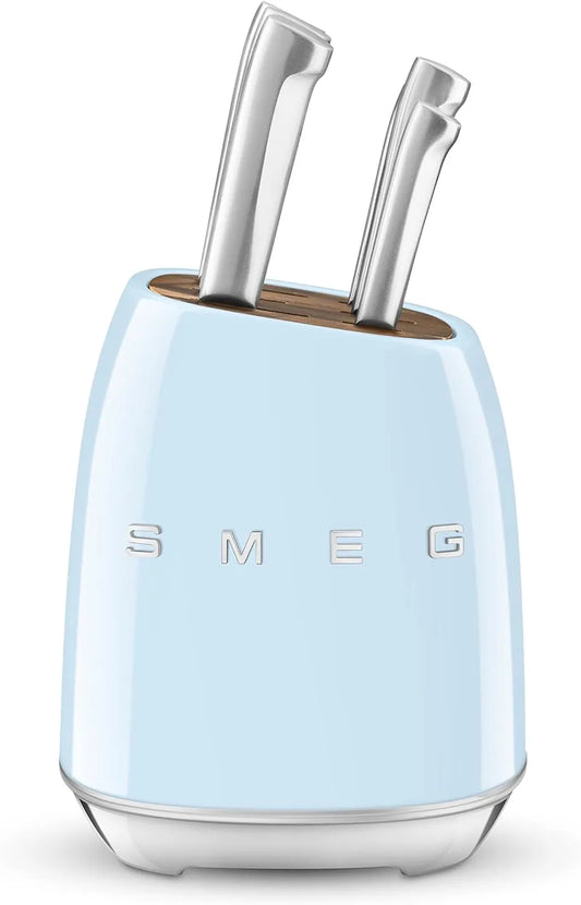 Smeg Pastel Blue Stainless Steel Knife Block Set