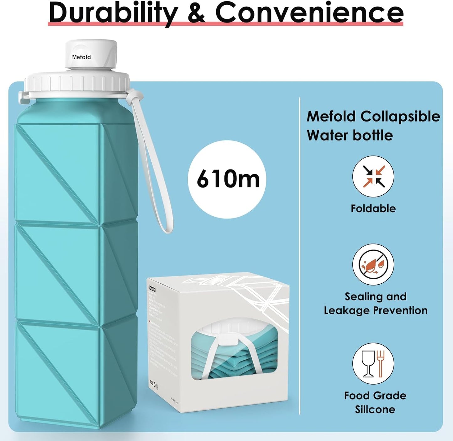 Foldable 21oz Water Bottle