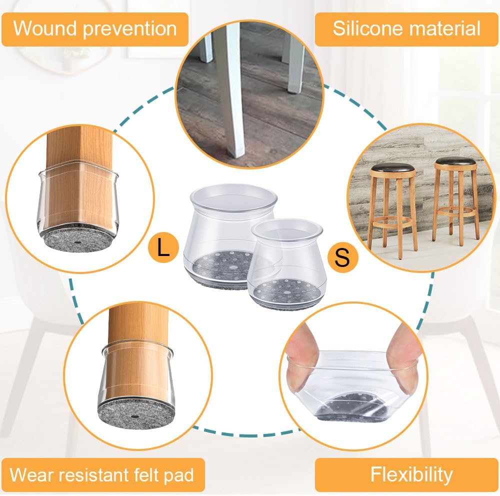 16 Pcs Chair Leg Protectors for Hardwood Floors