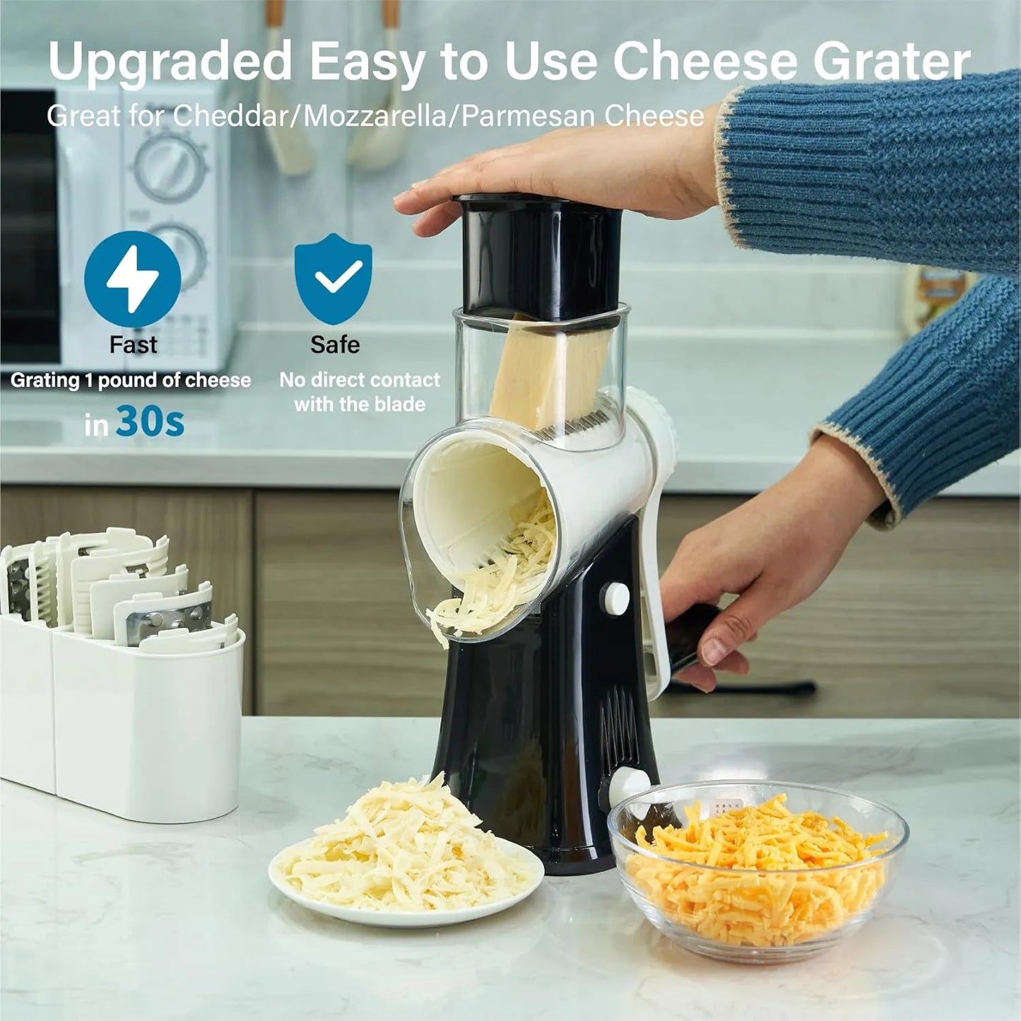 Upgraded 5-in-1 Hand Crank Cheese Grater