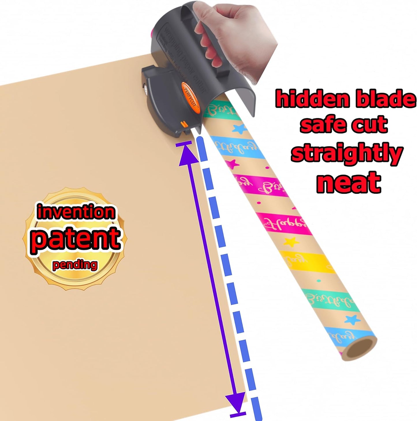 Wrapping Paper Cutter with 3 Replaceable Blades