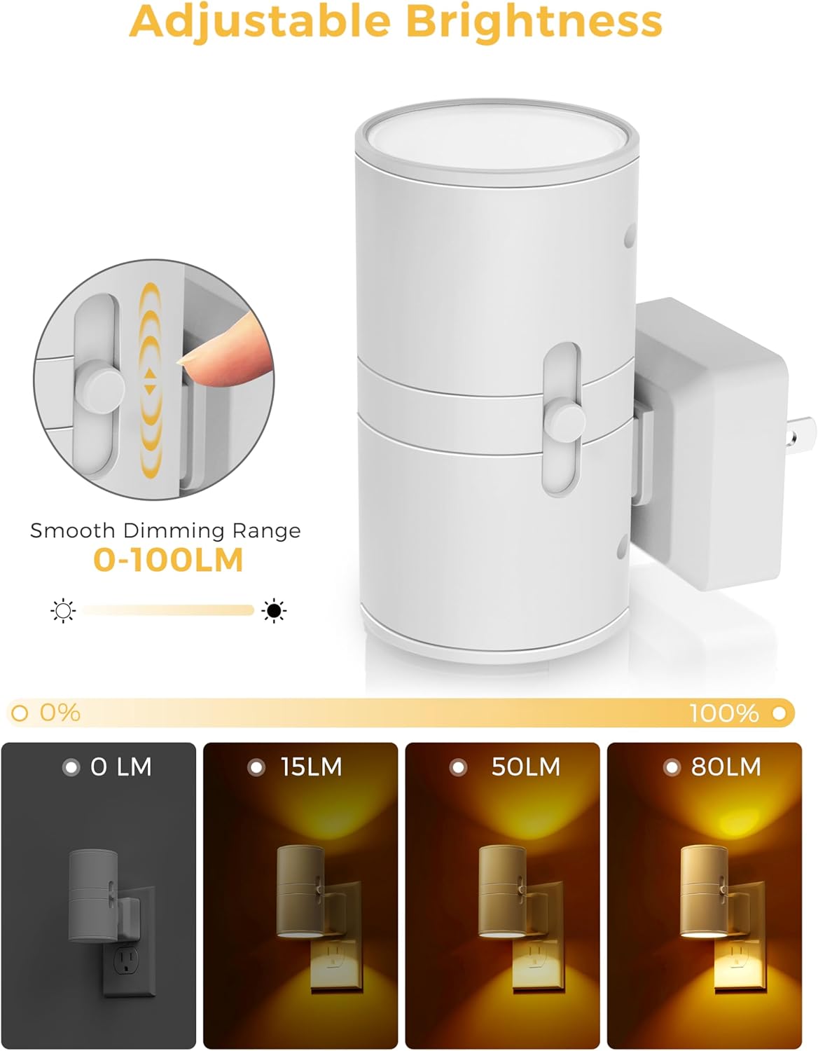 LED Amber Night Light With Dimmer