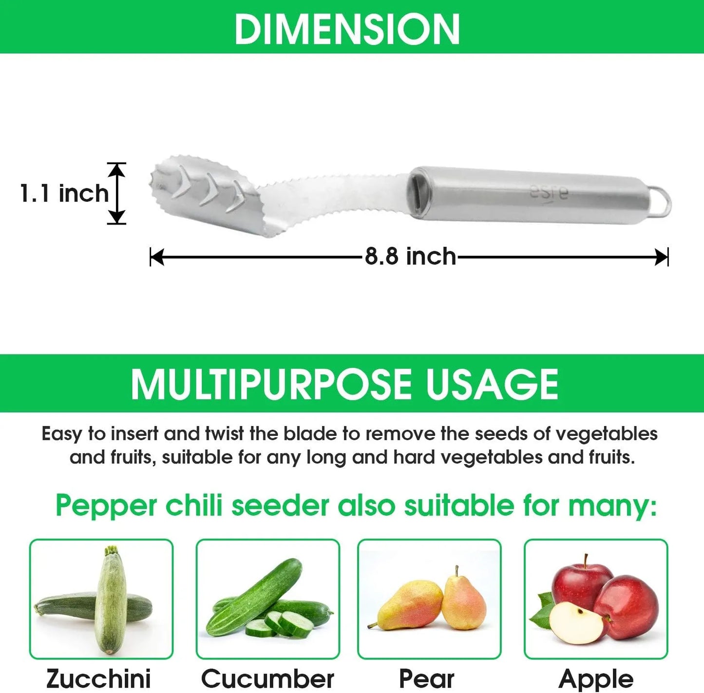 Stainless Steel Jalapeno Corer Pepper Deseeder