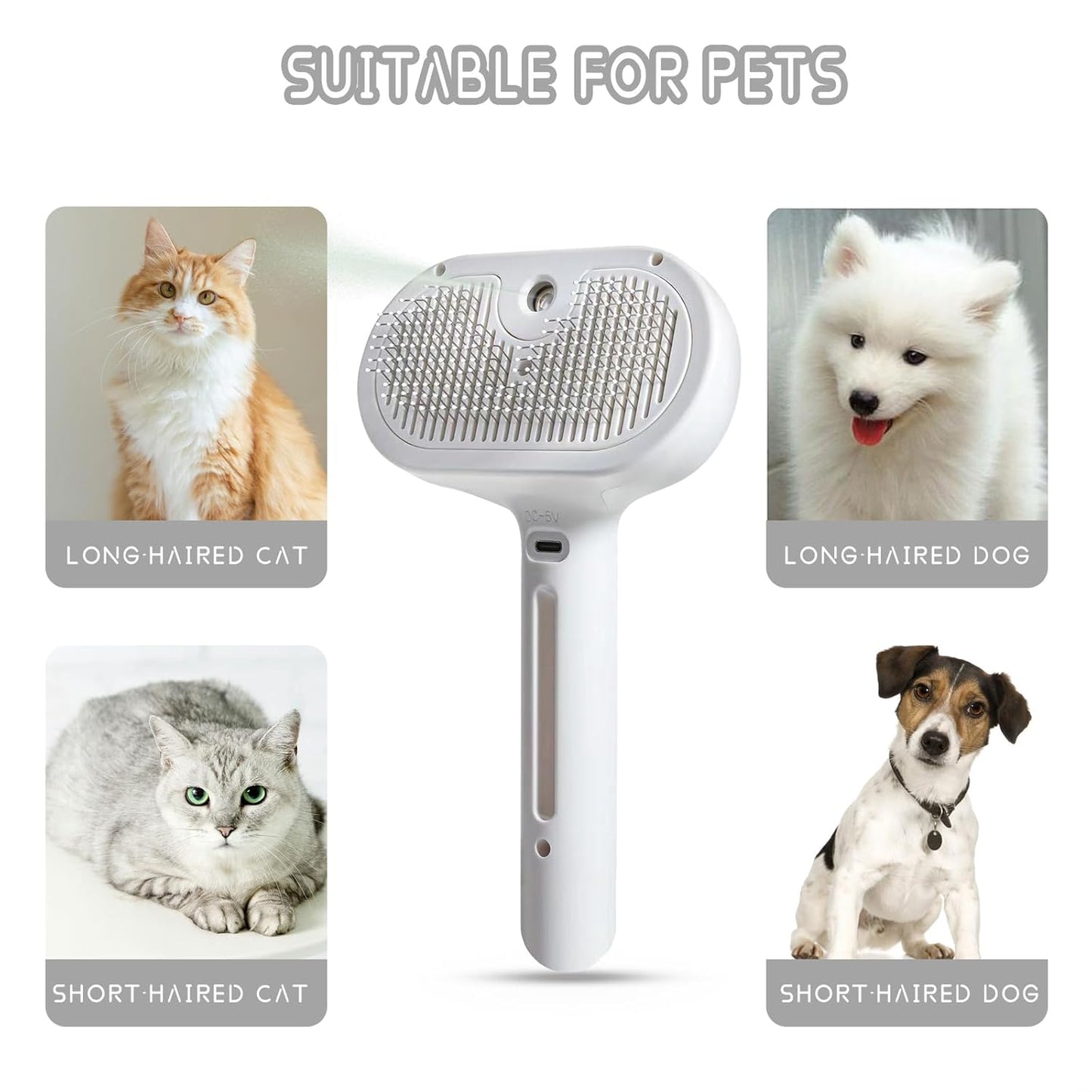 Spray Pet Grooming Brush with Water Sprayer