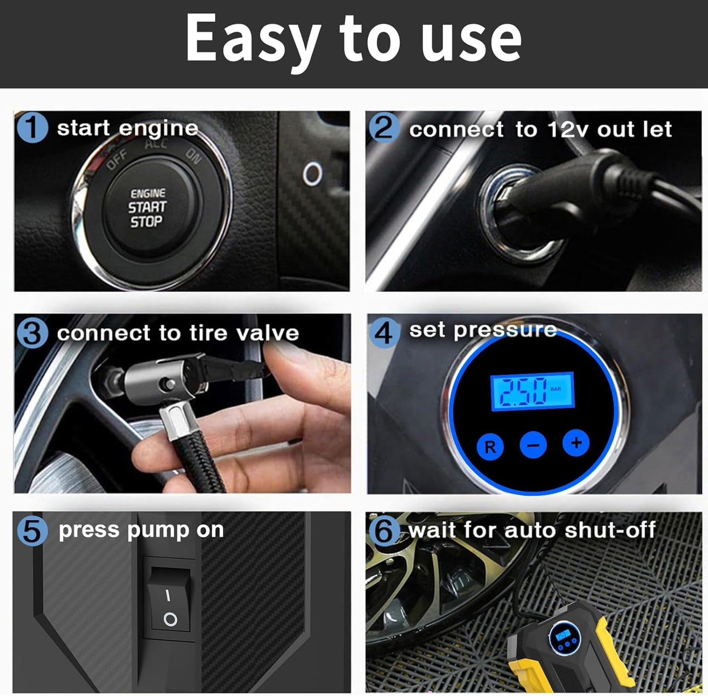 Portable Digital Tire Inflator For Car