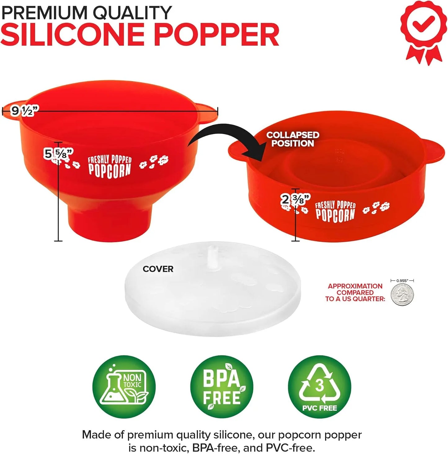 Red Silicone Microwave Popcorn Popper