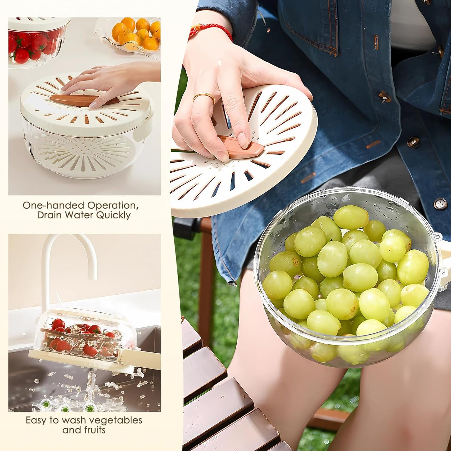 Kitchen Colander Bowl with Lid