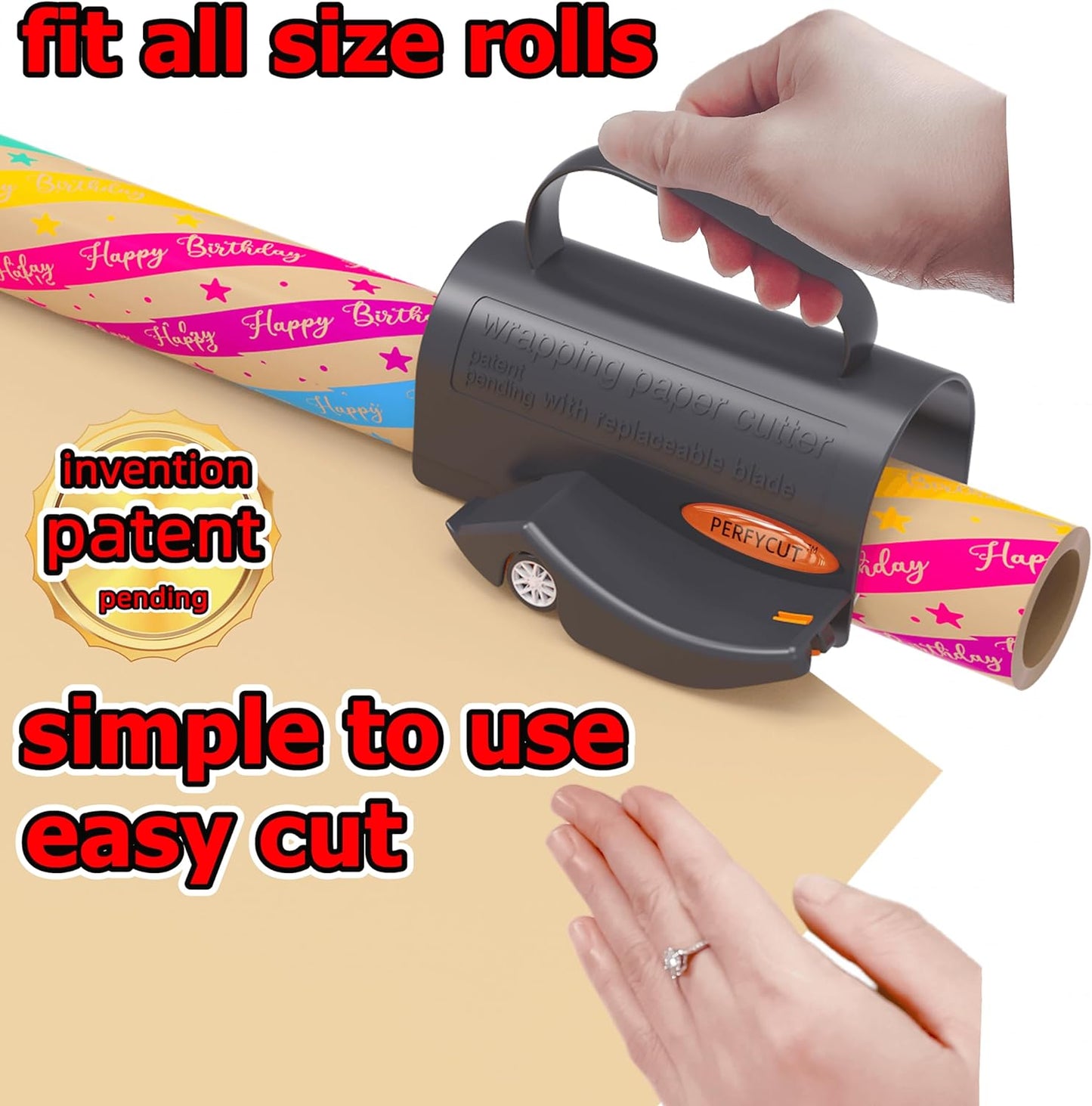 Wrapping Paper Cutter with 3 Replaceable Blades