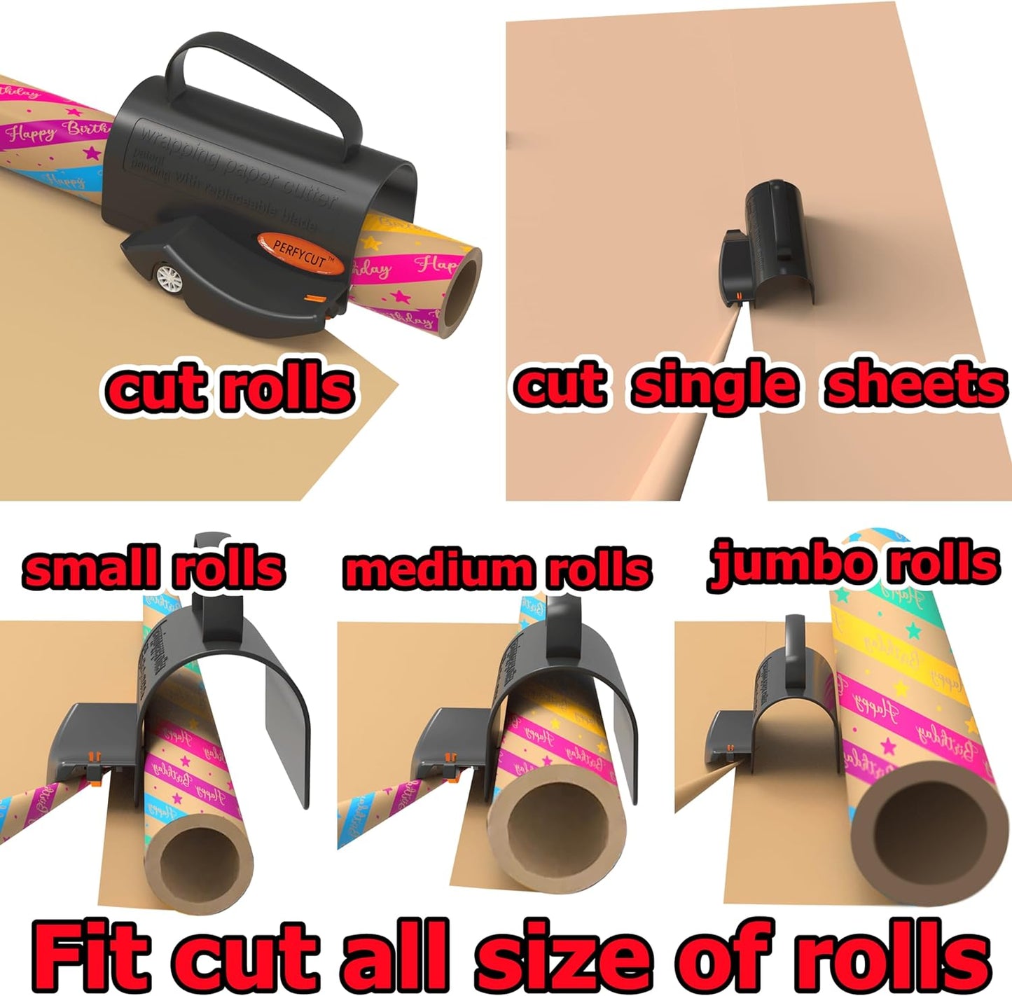 Wrapping Paper Cutter with 3 Replaceable Blades