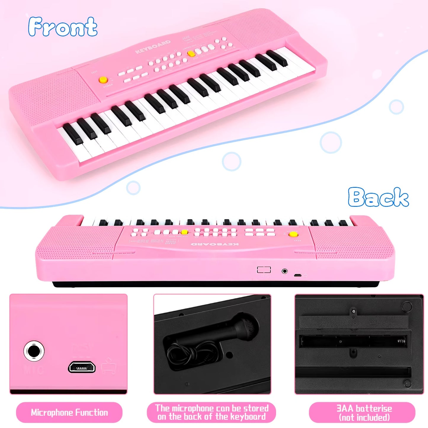 37-Key Portable Kids Piano Keyboard