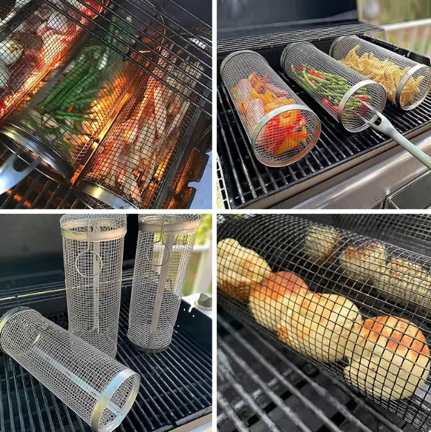 Stainless Steel Rolling BBQ Basket