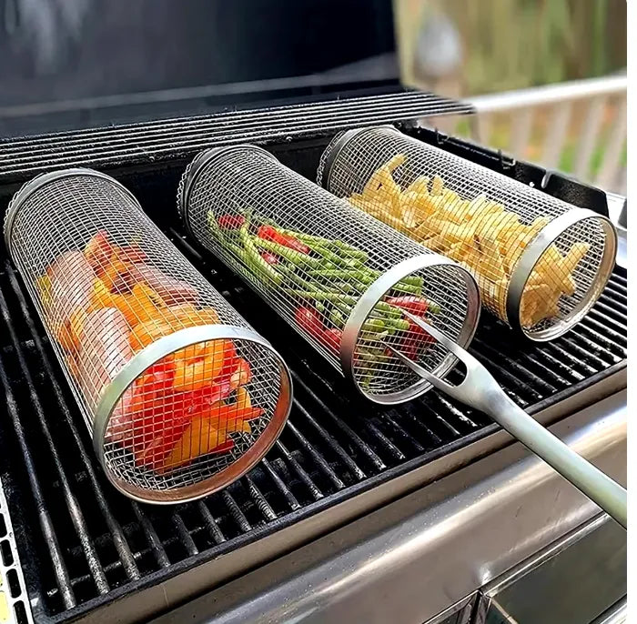 Stainless Steel Rolling BBQ Basket