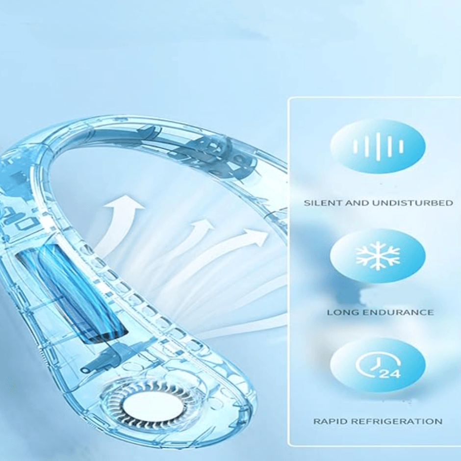 Mini Cooling Neck Fan. USB Rechargeable Portable Wearable Fan with Digital Display - Multi Mart