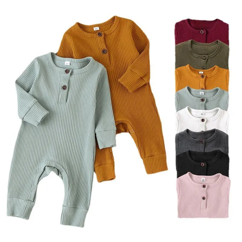 Long-Sleeve Cotton Romper for Newborn Babies