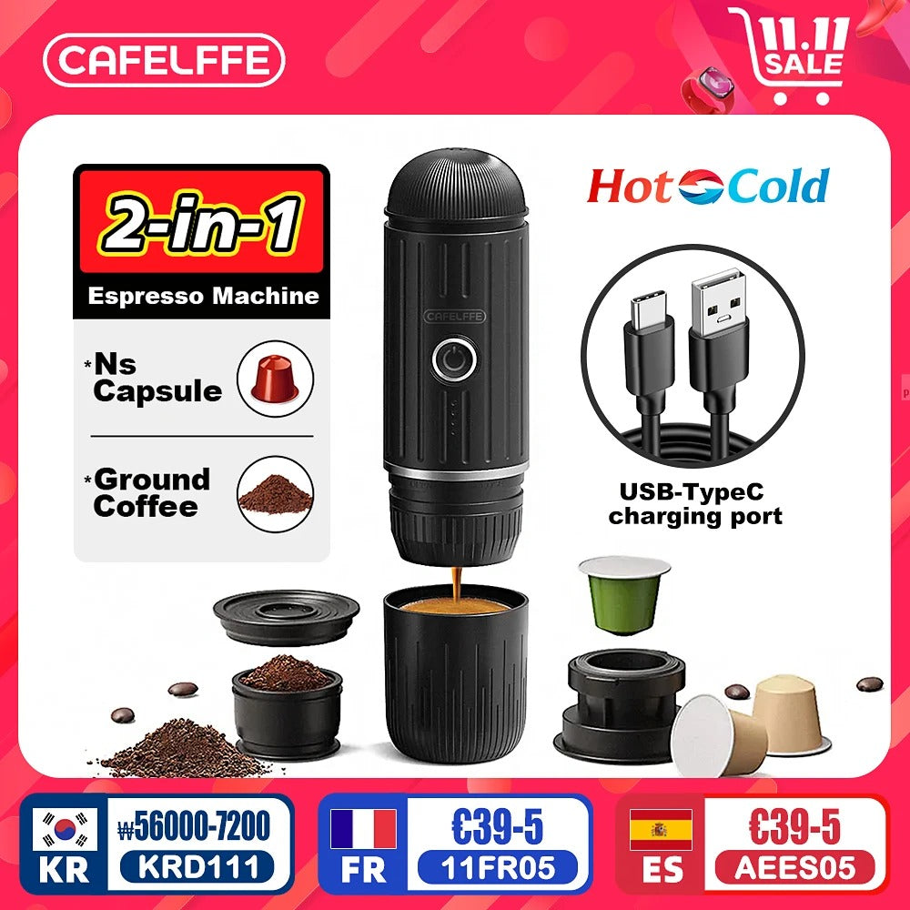 Portable Wireless Electric Coffee & Espresso Maker