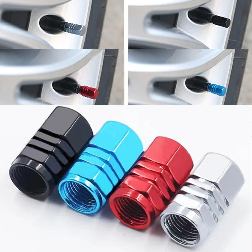 4-Pack Anti-Theft Aluminum Wheel Valve Caps