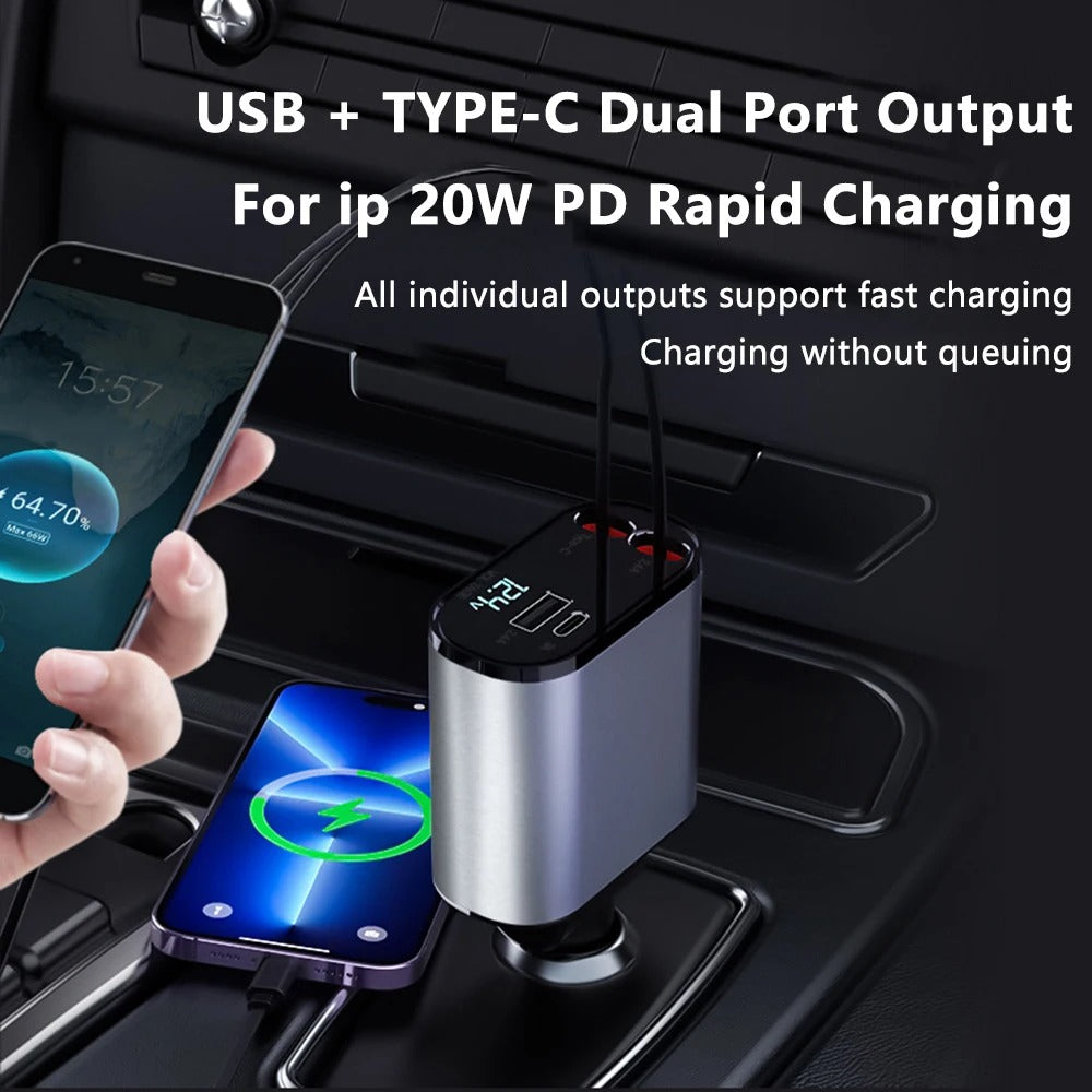 100W 4-in-1 Scalable Car Charger