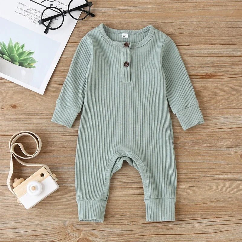 Long-Sleeve Cotton Romper for Newborn Babies