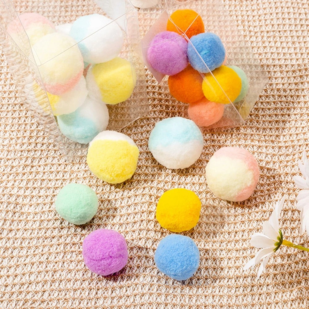 Colorful Wool Felt Ball Toys for Cats - Set of 12