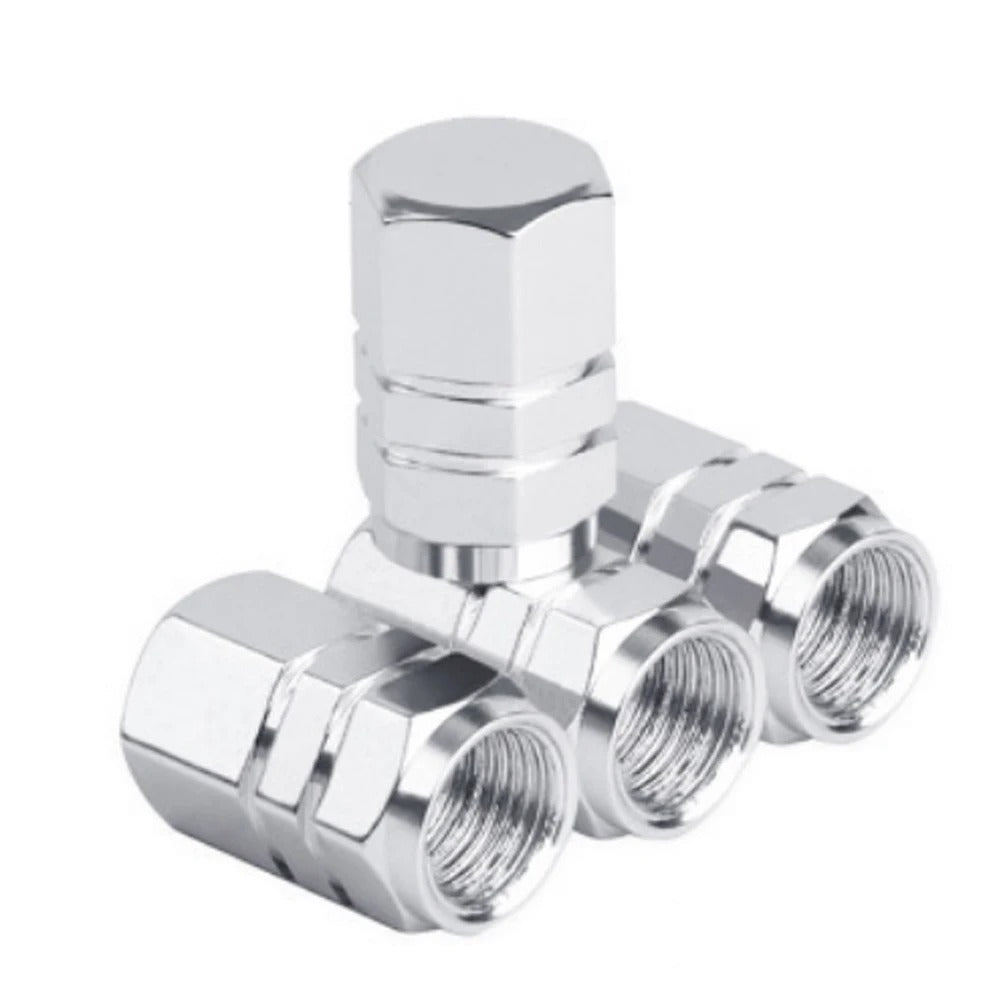 4-Pack Anti-Theft Aluminum Wheel Valve Caps