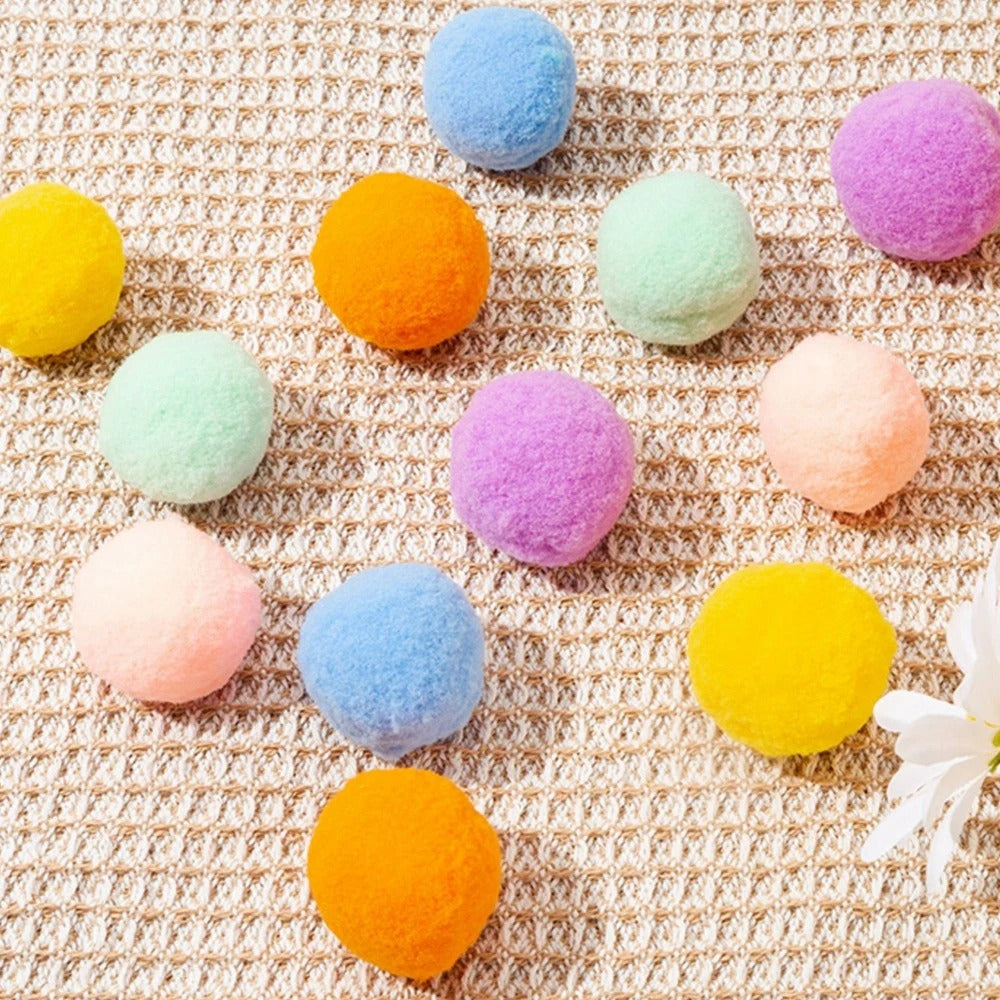 Colorful Wool Felt Ball Toys for Cats - Set of 12