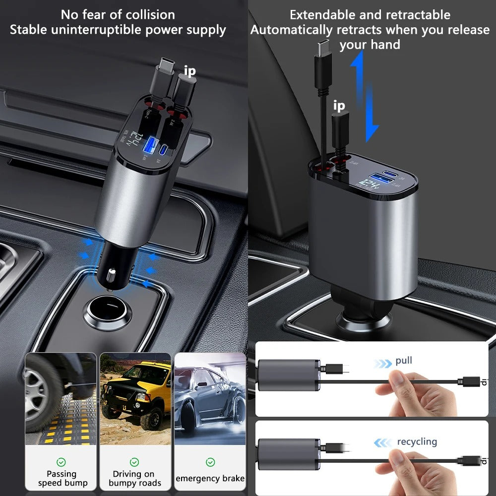 100W 4-in-1 Scalable Car Charger