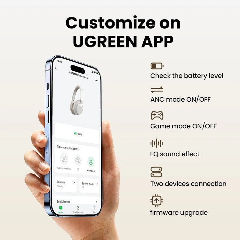 UGREEN HiTune Max5 Hybrid Active Noise Cancelling Wireless Bluetooth