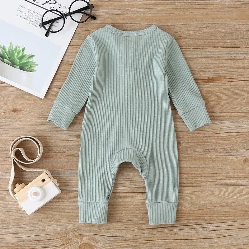 Long-Sleeve Cotton Romper for Newborn Babies