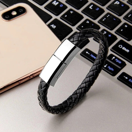 Leather USB Bracelet Charging Cable