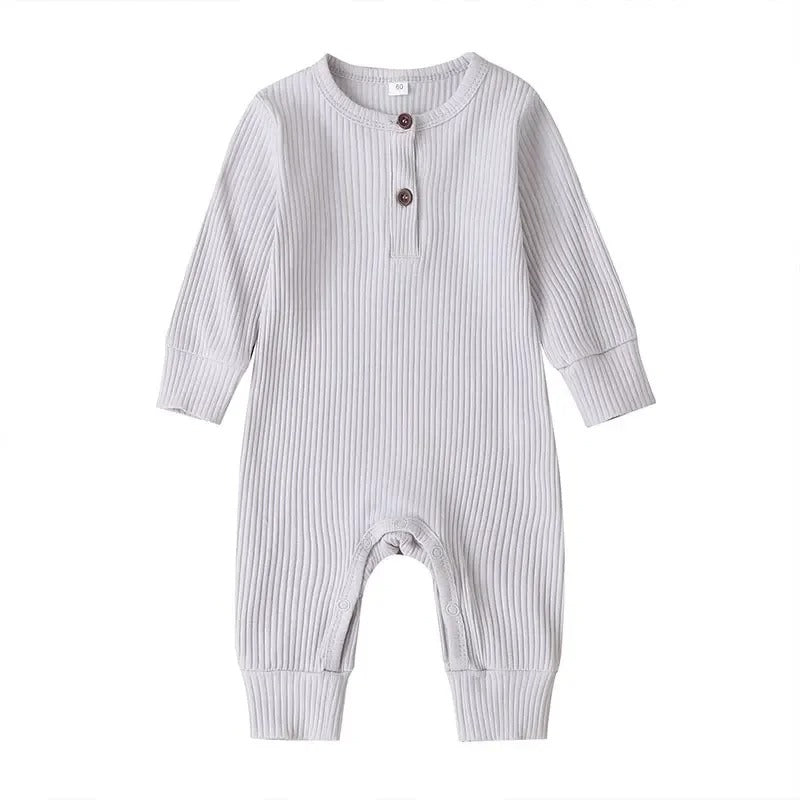 Long-Sleeve Cotton Romper for Newborn Babies